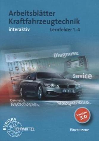 Arbeitsblätter Kraftfahrzeugtechnik interaktiv, Lernfelder 1-4, CD-ROM
