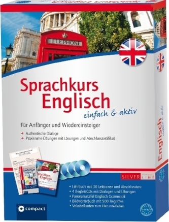Sprachkurs Englisch einfach & aktiv, Lehrbuch m. 4 Audio-CDs