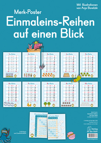 Einmaleins-Reihen auf einen Blick, 12 farbige Poster DIN A3