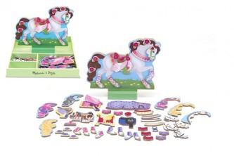 Magnetické obliekanie Koník drevo 55ks v krabičke 22x30x2, 5cm