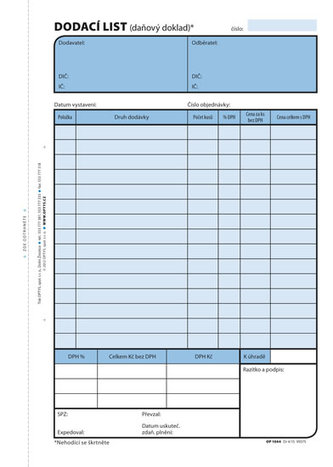 Dodací list, A5, 100 listov
