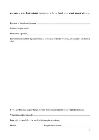 Zápisník bezpečnosti práce, A5, 20 listů