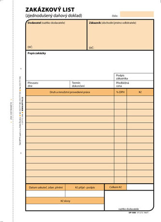 Zákazkový list, A5, 100 listov, NCR