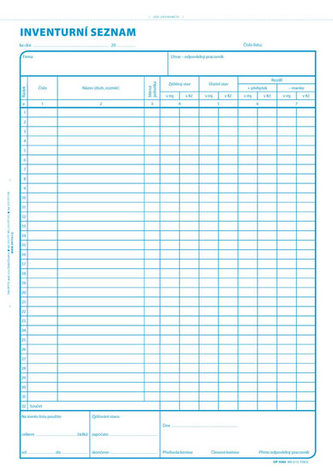 Inventúrny zoznam, A4, 100 listov