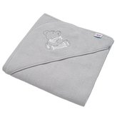 Detská froté osuška s výšivkou a kapucňou New Baby 80x80 sivá medveď