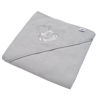 Detská froté osuška s výšivkou a kapucňou New Baby 80x80 sivá medveď