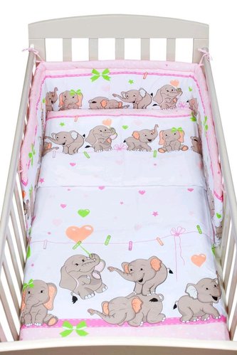 2-dílné ložní povlečení New Baby 100/135 cm růžové se sloníky