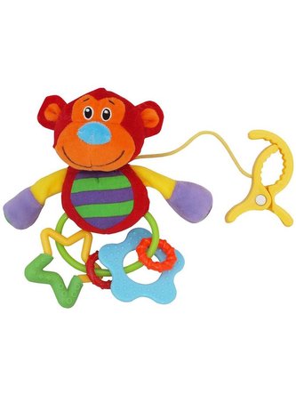 Plyšová hračka s chrastítkem Baby Mix opička s klipem