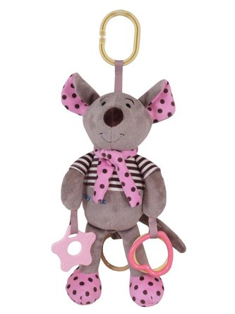 Plyšová hračka se zvukem Baby Mix Myška růžová