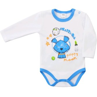 Kojenecké body s dlouhým rukávem Adventure Amma bílé - velikost 80 (9-12m)