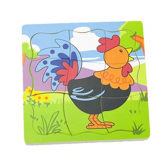 Detské drevené puzzle Viga Ako rastie kohútik