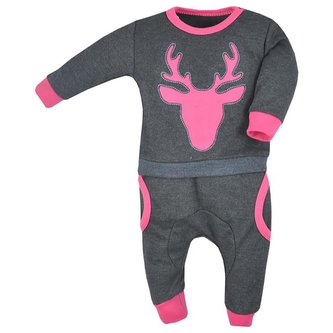 Kojenecké tepláčky a mikinka Koala Deer šedo-růžové - velikost 74 (6-9m)