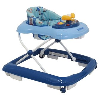 Dětské chodítko Baby Mix s volantem a silikonovými kolečky navy