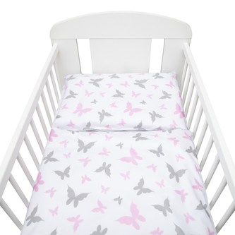 2-dílné ložní povlečení New Baby 90/120 cm bílé motýli