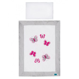 3-dílné ložní povlečení Belisima Motýlek 100/135 šedé