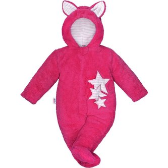 Zimní dětská kombinéza New Baby Ušáček tmavě růžová - velikost 68 (4-6m)