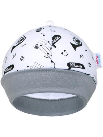 Kojenecká bavlněná čepička New Baby Music - velikost 62 (3-6m)