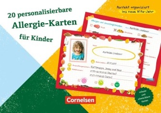 20 personalisierbare Allergie-Karten für Kinder