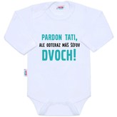 Body s potiskem New Baby Pardon tati,... máš šéfov dvoch! - velikost 56 (0-3m)