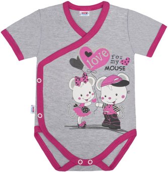 Dětské body s bočním zapínáním krátký rukáv New Baby Love Mouse - velikost 62 (3-6m)
