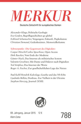 MERKUR Deutsche Zeitschrift für europäisches Denken. Nr.788