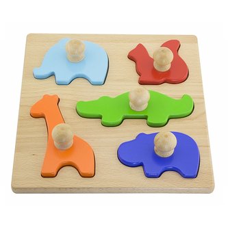 Dřevěné vkládací puzzle razítka Viga Zvířata