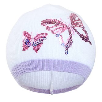 Podzimní dětská čepička New Baby dva motýli fialová - velikost 110 (4-5r)