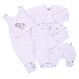 4-dílná souprava Koala Pony bílá - velikost 68 (4-6m)