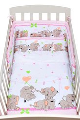2-dílné ložní povlečení New Baby 90/120 cm růžové se sloníky
