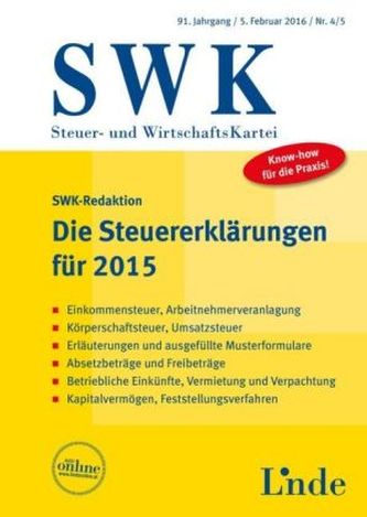 Die Steuererklärungen für 2015  (f. Österreich)