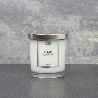 Svíčka Svěží bavlna 4x5cm stříb. víčko