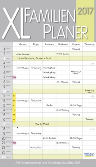 XL Familienplaner Pastell 2017