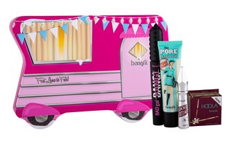 Benefit Bad Gal řasenka 8,5 g + gel na obočí Gimme Brow 3 g 3 + podkladová báze pod makeup Pore Primer 22 ml + pudrový bronzer Hoola 4 g Hoola + plechová krabička