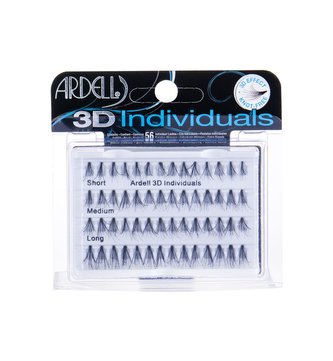 Ardell 3D Individuals trsové řasy 14 ks Short Black + trsové řasy 14 ks Medium Black + trsové řasy 28 ks Long Black