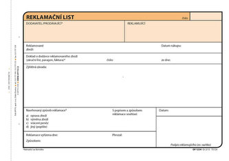 Reklamačný list, A5, 100 listov, NCR