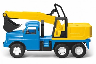 Auto Tatra 148 plast 72cm Bager na piesok v krabici - modrožltý