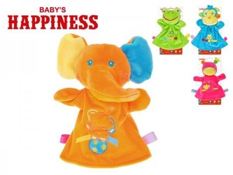Maňásek zvířátko plyš 23cm Baby´s Happiness asst 4druhy na kartě v sáčku 0m+