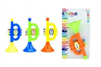 Trumpeta plast 23cm 4 barvy na kartě 18m+ 1ks