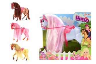 Kůň Sofie česací plast 26 cm, 4 barvy (1ks v krabici)