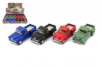 Auto Kinsmart 1955 Chevrolet Stepside Pickup kov 12cm asst 4 barvy na zpětné natažení 12ks v boxu