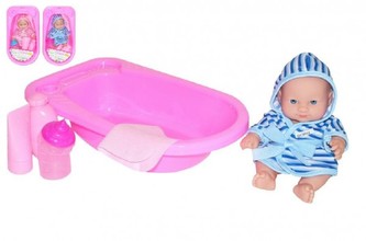 Miminko ve vaničce s dopňky plast 32cm asst 2 barvy