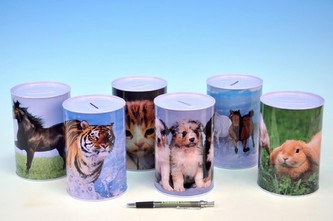 Pokladnička zvířata plech 10x15cm asst 6 druhů