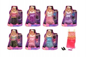 Šaty/Oblečky na panenky asst v krabičce 14x19cm