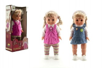 Panenka Agusia chodící zpívající na baterie plast 40 cm pevné tělo, 2 druhy (1ks v krabici)
