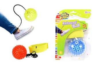 Míček vracející se guma 7cm na baterie se světlem asst 3 barvy na kartě