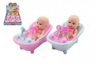 Miminko ve vaničce s doplňky plast 13cm