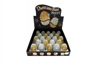 Sliz - hmota vejce třpytivé glitter 7cm 2 barvy  23ks v boxu