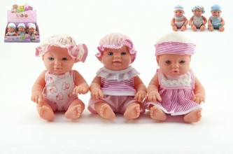 Miminko pevné tělo plast 20cm asst 2 barvy 9ks v boxu