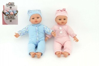 Miminko měkké tělo 30cm na baterie se zvukem asst 2 barvy 9ks v boxu