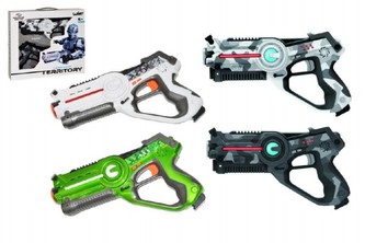 Pištoľ Territory laser game set 2ks plast na batérie asst 2 farby v krabici 34x38x9cm